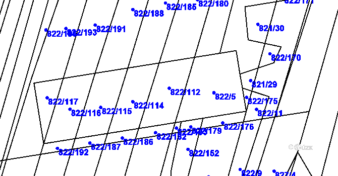 Parcela st. 822/112 v KÚ Vícemilice, Katastrální mapa