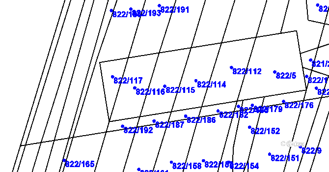 Parcela st. 822/115 v KÚ Vícemilice, Katastrální mapa