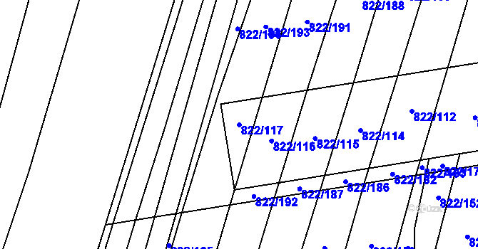 Parcela st. 822/117 v KÚ Vícemilice, Katastrální mapa