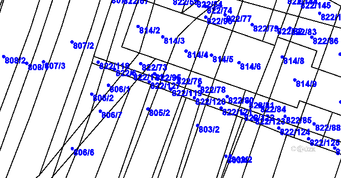 Parcela st. 822/119 v KÚ Vícemilice, Katastrální mapa