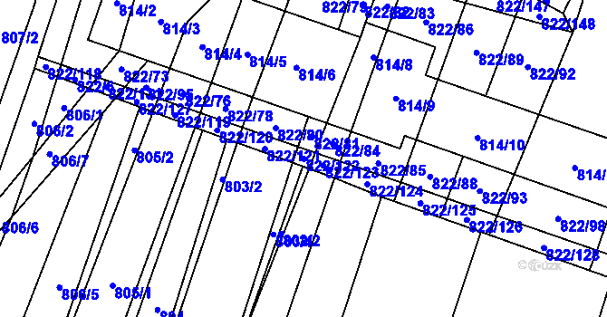 Parcela st. 822/122 v KÚ Vícemilice, Katastrální mapa
