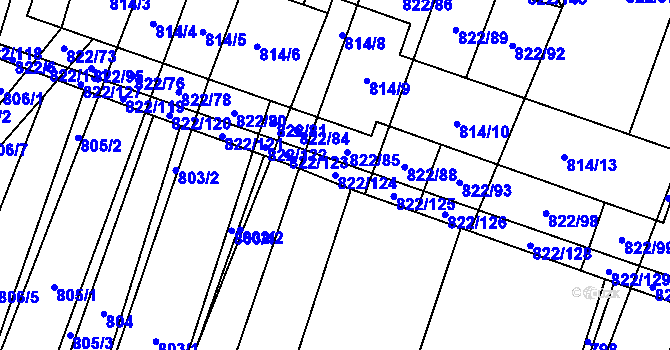 Parcela st. 822/124 v KÚ Vícemilice, Katastrální mapa