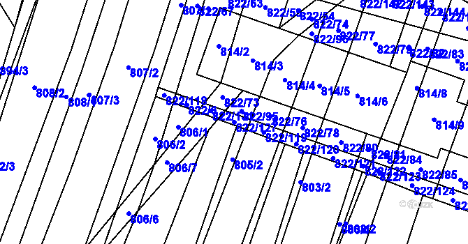 Parcela st. 822/127 v KÚ Vícemilice, Katastrální mapa