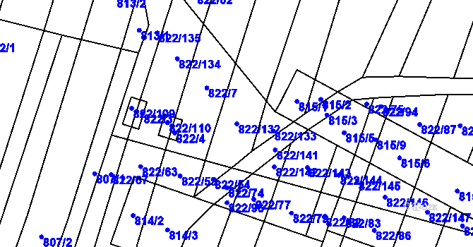 Parcela st. 822/132 v KÚ Vícemilice, Katastrální mapa