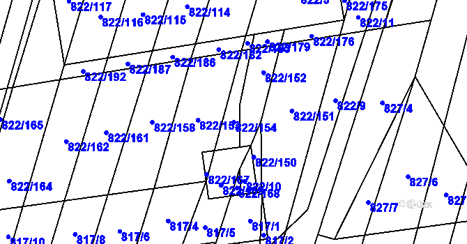 Parcela st. 822/154 v KÚ Vícemilice, Katastrální mapa