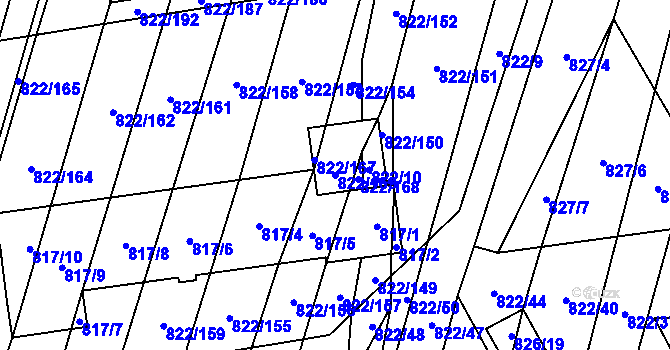 Parcela st. 822/169 v KÚ Vícemilice, Katastrální mapa