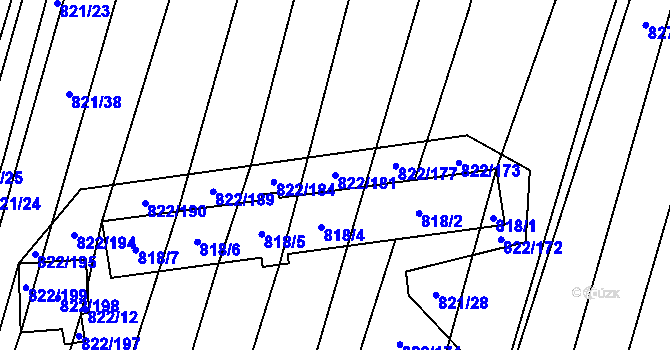 Parcela st. 822/181 v KÚ Vícemilice, Katastrální mapa