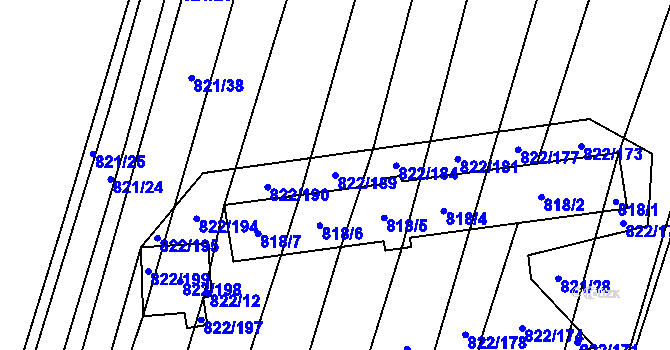 Parcela st. 822/189 v KÚ Vícemilice, Katastrální mapa