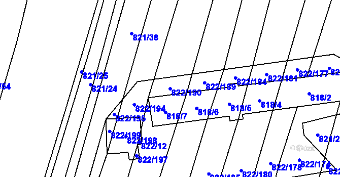 Parcela st. 822/190 v KÚ Vícemilice, Katastrální mapa