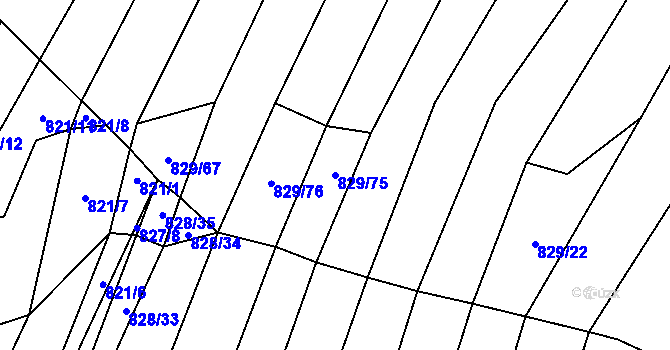 Parcela st. 829/75 v KÚ Vícemilice, Katastrální mapa