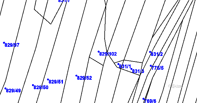 Parcela st. 829/102 v KÚ Vícemilice, Katastrální mapa