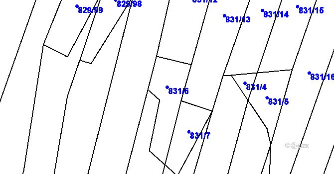 Parcela st. 831/6 v KÚ Vícemilice, Katastrální mapa