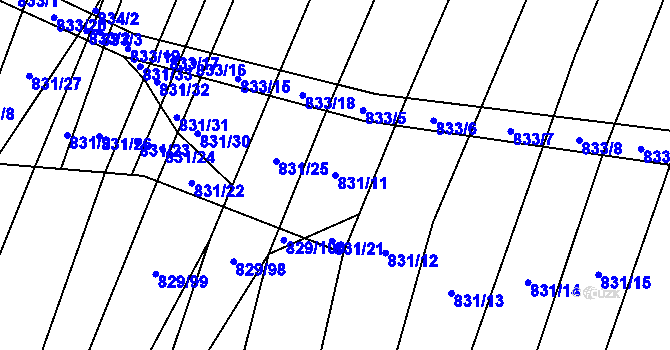 Parcela st. 831/11 v KÚ Vícemilice, Katastrální mapa