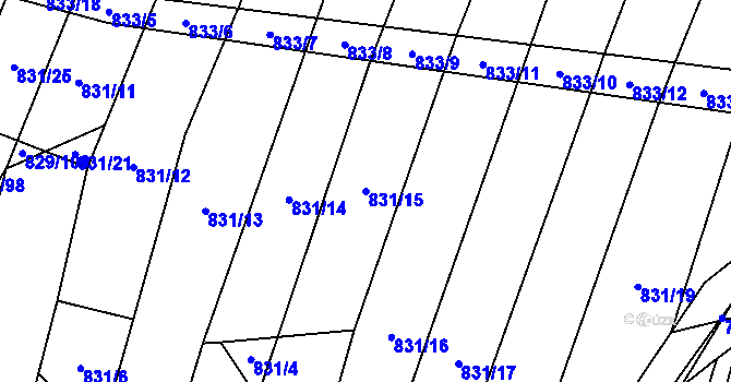 Parcela st. 831/15 v KÚ Vícemilice, Katastrální mapa