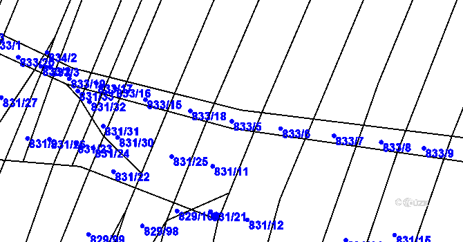 Parcela st. 833/5 v KÚ Vícemilice, Katastrální mapa