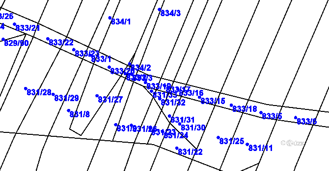 Parcela st. 833/17 v KÚ Vícemilice, Katastrální mapa