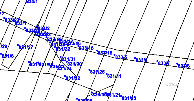 Parcela st. 833/18 v KÚ Vícemilice, Katastrální mapa