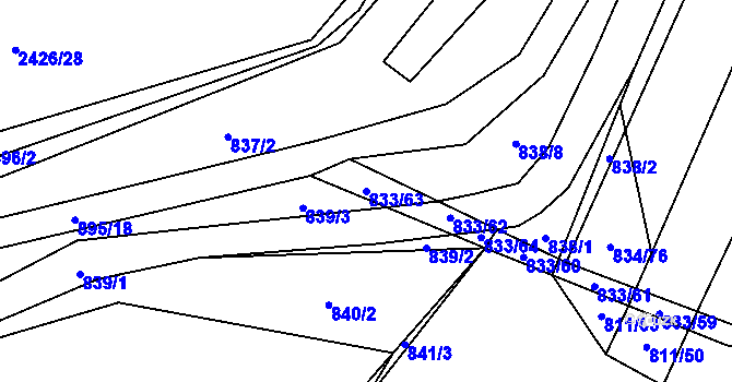 Parcela st. 833/63 v KÚ Vícemilice, Katastrální mapa
