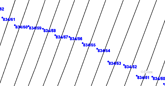 Parcela st. 834/55 v KÚ Vícemilice, Katastrální mapa