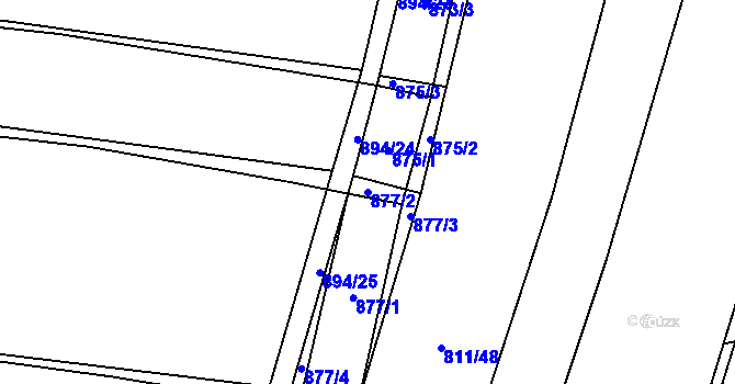 Parcela st. 877/2 v KÚ Vícemilice, Katastrální mapa