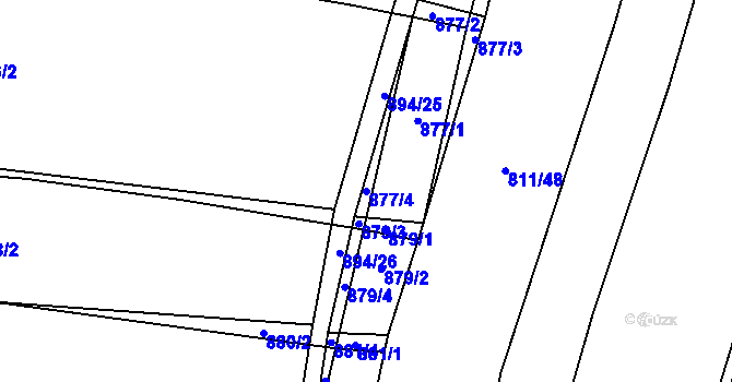 Parcela st. 877/4 v KÚ Vícemilice, Katastrální mapa