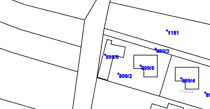 Parcela st. 899/6 v KÚ Vícemilice, Katastrální mapa