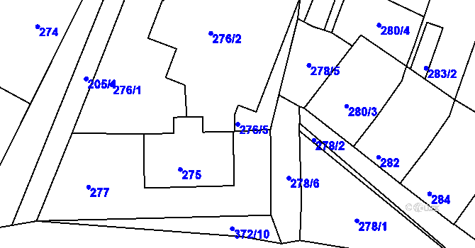 Parcela st. 276/5 v KÚ Vícemilice, Katastrální mapa