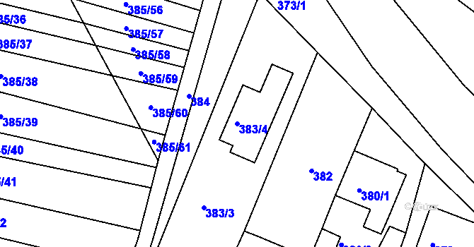 Parcela st. 383/4 v KÚ Vícemilice, Katastrální mapa