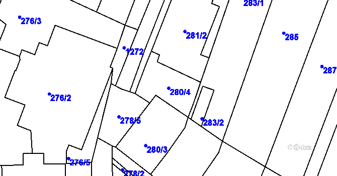Parcela st. 280/4 v KÚ Vícemilice, Katastrální mapa