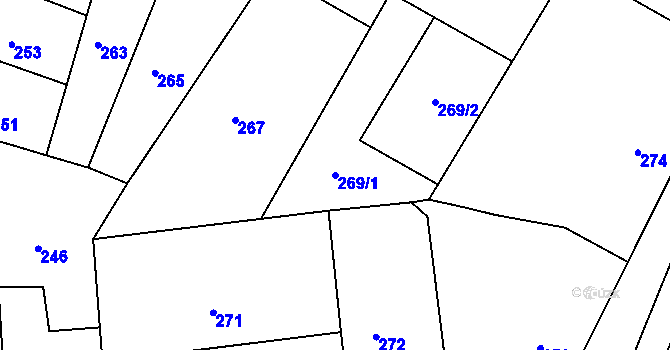 Parcela st. 269/1 v KÚ Vícemilice, Katastrální mapa