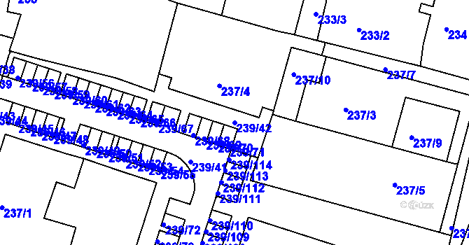 Parcela st. 239/42 v KÚ Vícemilice, Katastrální mapa