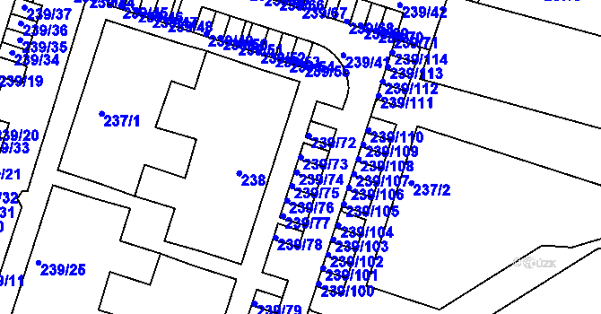 Parcela st. 239/73 v KÚ Vícemilice, Katastrální mapa
