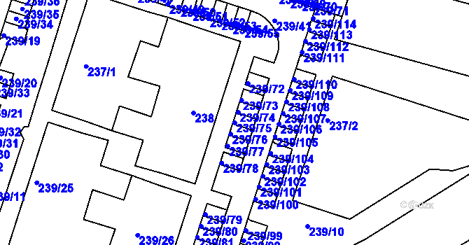 Parcela st. 239/75 v KÚ Vícemilice, Katastrální mapa