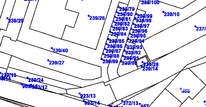 Parcela st. 239/88 v KÚ Vícemilice, Katastrální mapa