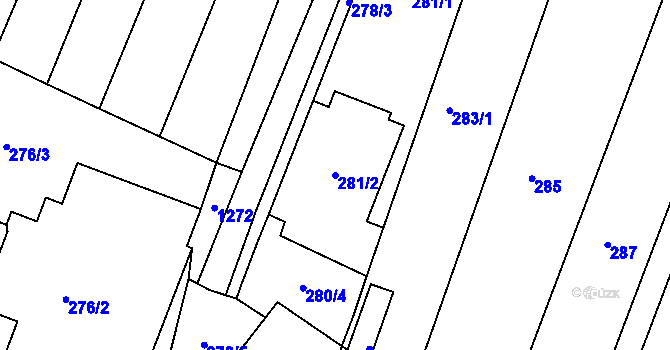 Parcela st. 281/2 v KÚ Vícemilice, Katastrální mapa