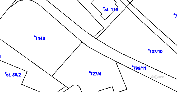 Parcela st. 33/4 v KÚ Budčeves, Katastrální mapa