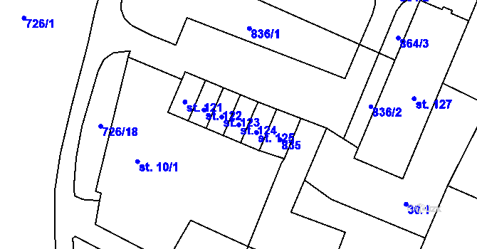 Parcela st. 124 v KÚ Budčeves, Katastrální mapa