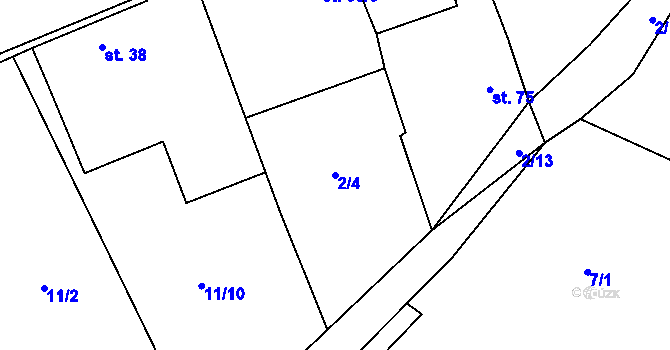 Parcela st. 2/4 v KÚ Budčeves, Katastrální mapa