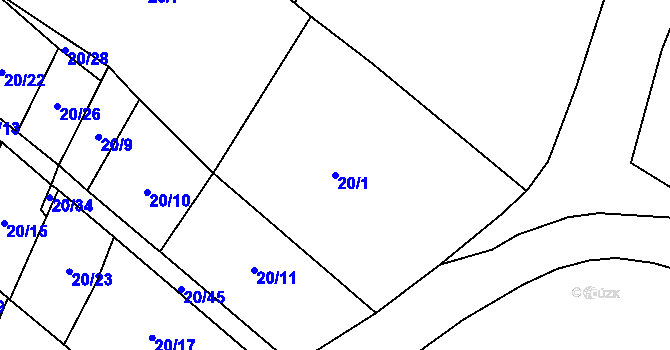 Parcela st. 20/1 v KÚ Budčeves, Katastrální mapa