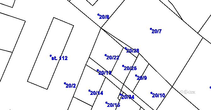 Parcela st. 20/22 v KÚ Budčeves, Katastrální mapa