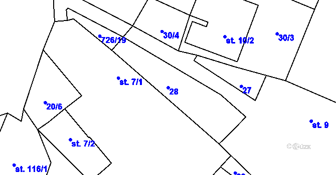 Parcela st. 28 v KÚ Budčeves, Katastrální mapa
