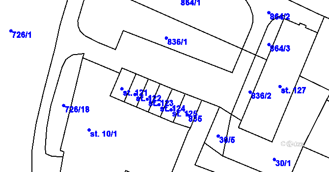 Parcela st. 33/3 v KÚ Budčeves, Katastrální mapa