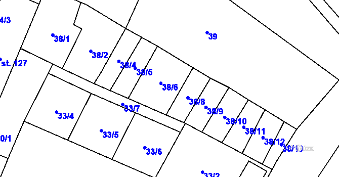 Parcela st. 38/7 v KÚ Budčeves, Katastrální mapa