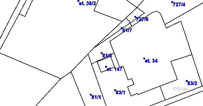 Parcela st. 81/6 v KÚ Budčeves, Katastrální mapa