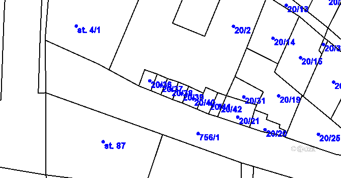 Parcela st. 20/38 v KÚ Budčeves, Katastrální mapa