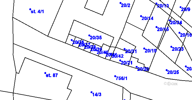 Parcela st. 20/40 v KÚ Budčeves, Katastrální mapa