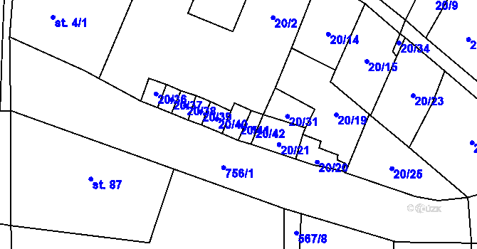 Parcela st. 20/41 v KÚ Budčeves, Katastrální mapa