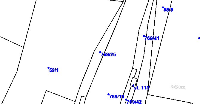 Parcela st. 769/25 v KÚ Budčeves, Katastrální mapa