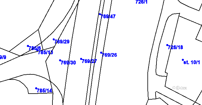 Parcela st. 769/26 v KÚ Budčeves, Katastrální mapa