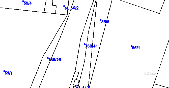 Parcela st. 769/41 v KÚ Budčeves, Katastrální mapa